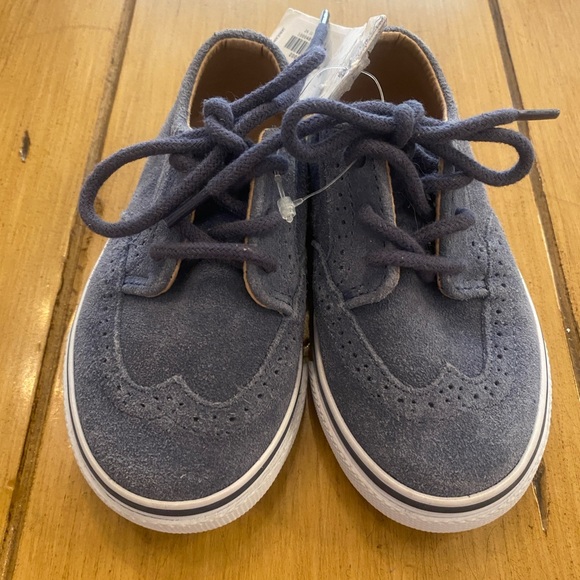 Janie & Jack Blue Suede Leather Wing Tip Indigo Shoes New Size 7 - Picture 1 of 9